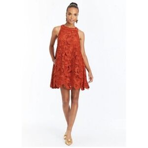 MESTIZA NEW YORK‎ LULI GUIPURE A-LINE TENT DRESS LACE FLORAL COPPER-RED SIZE M